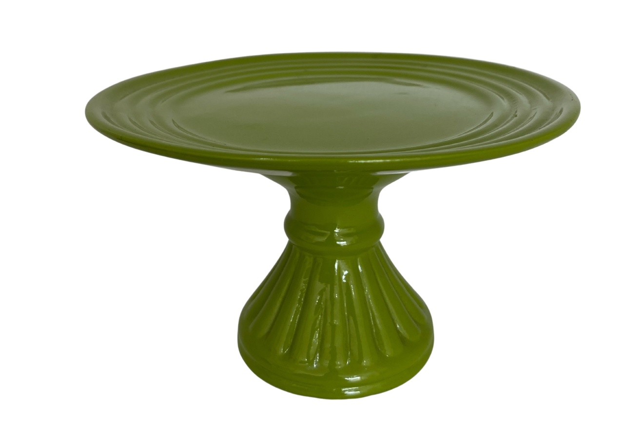 395- Boleira de Ceramica Detalhe Romana Verde Desbotado 17 Cm Larg X 10 Cm Alt - P  - PRIME DECOR RJ