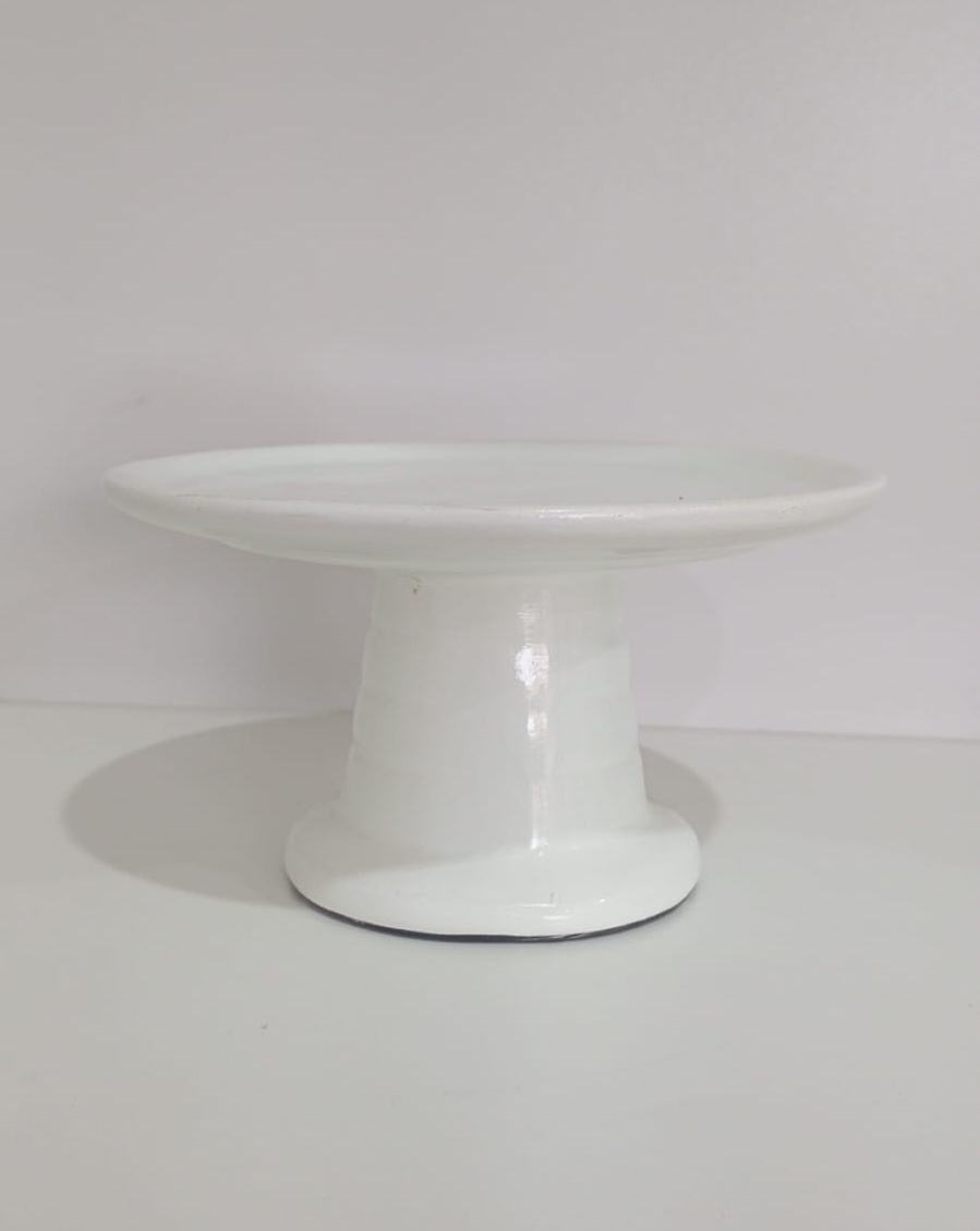 462- Boleira de Ceramica Branca Torneado 17 Cm Larg X 9,5 Cm Alt - P - PRIME DECOR RJ