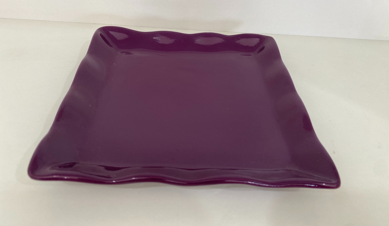 276- Bandeja de Ceramica Quadrada  S/ Apoio Roxo Violet 19,5 Larg X 3 Alt Cm - M - PRIME DECOR RJ