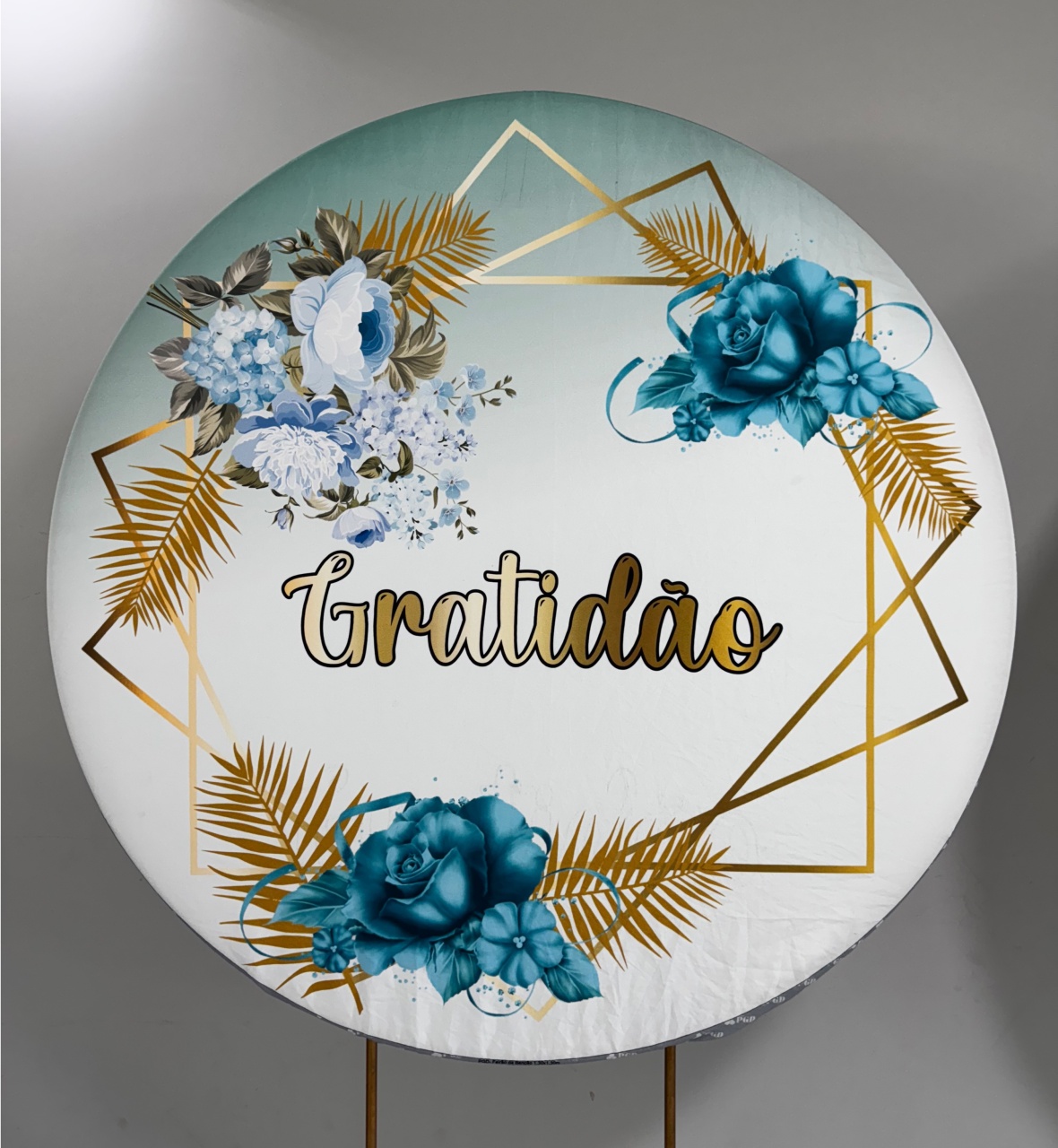 Gratidão Azul  Painel Redondo 150X150 - PRIME DECOR RJ