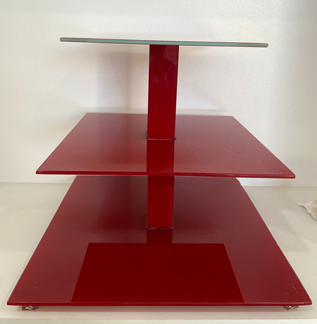 1410- Suporte de Vidro Vermelho 3 Andares 70Cm Altura X 90Cm Largura Gg - PRIME DECOR RJ
