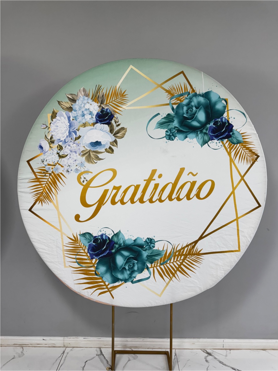 Gratidao Azul Painel Redondo 1,30X130 - PRIME DECOR RJ