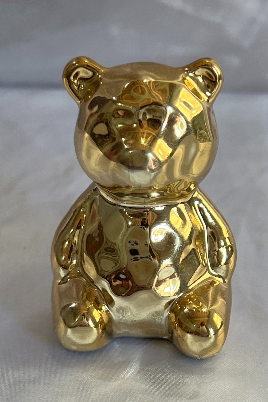22- Urso de Porcelana Dourado Brilhante 7 Cm - Pp - PRIME DECOR RJ