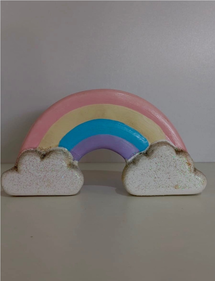 713- Arco Iris Cores Candy Enfeite de Ceramica 17,5 Cm Comp X 9,5 Cm Alt - P - PRIME DECOR RJ
