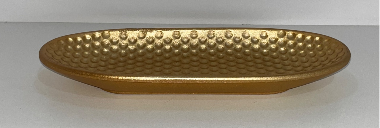 1111- Bandeja Prime Canoa Dourado 27 Cm Comp X 10 Cm Larg X 3 Cm Alt - P - PRIME DECOR RJ