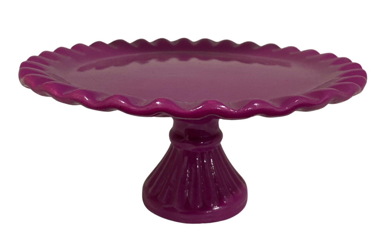 422- Boleira de Ceramica Detalhe Onda Roxo Malva 24 Cm Larg X 11,5 Cm Alt - M - PRIME DECOR RJ