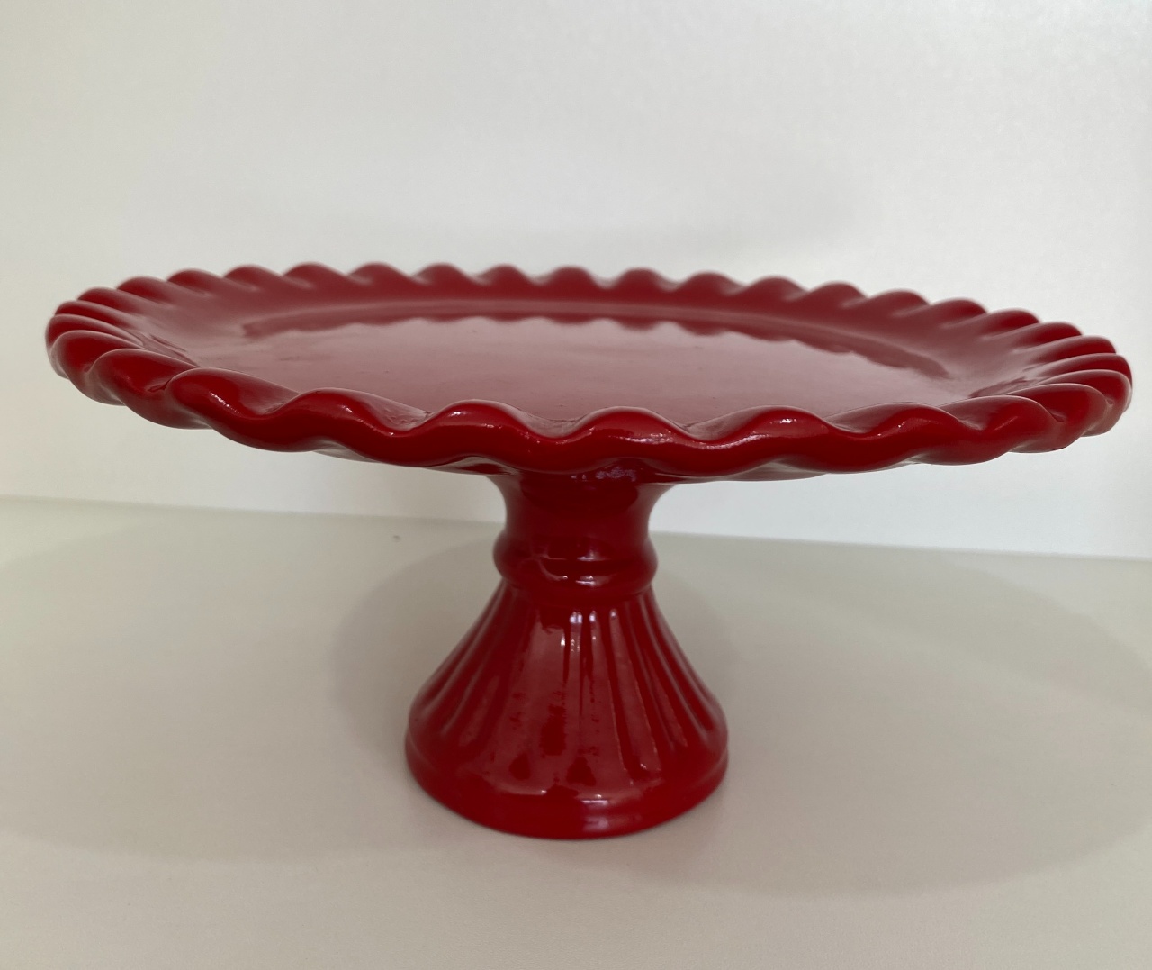 425- Boleira de Ceramica Detalhe Onda Vermelho Coralina 24 Cm Larg X 11,5 Cm Alt - M - PRIME DECOR RJ