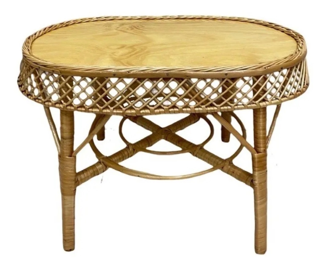948- Mesa de Vime Oval 61 Cm Comp X 41 Cm Larg X 42 Cm Alt - P - PRIME DECOR RJ