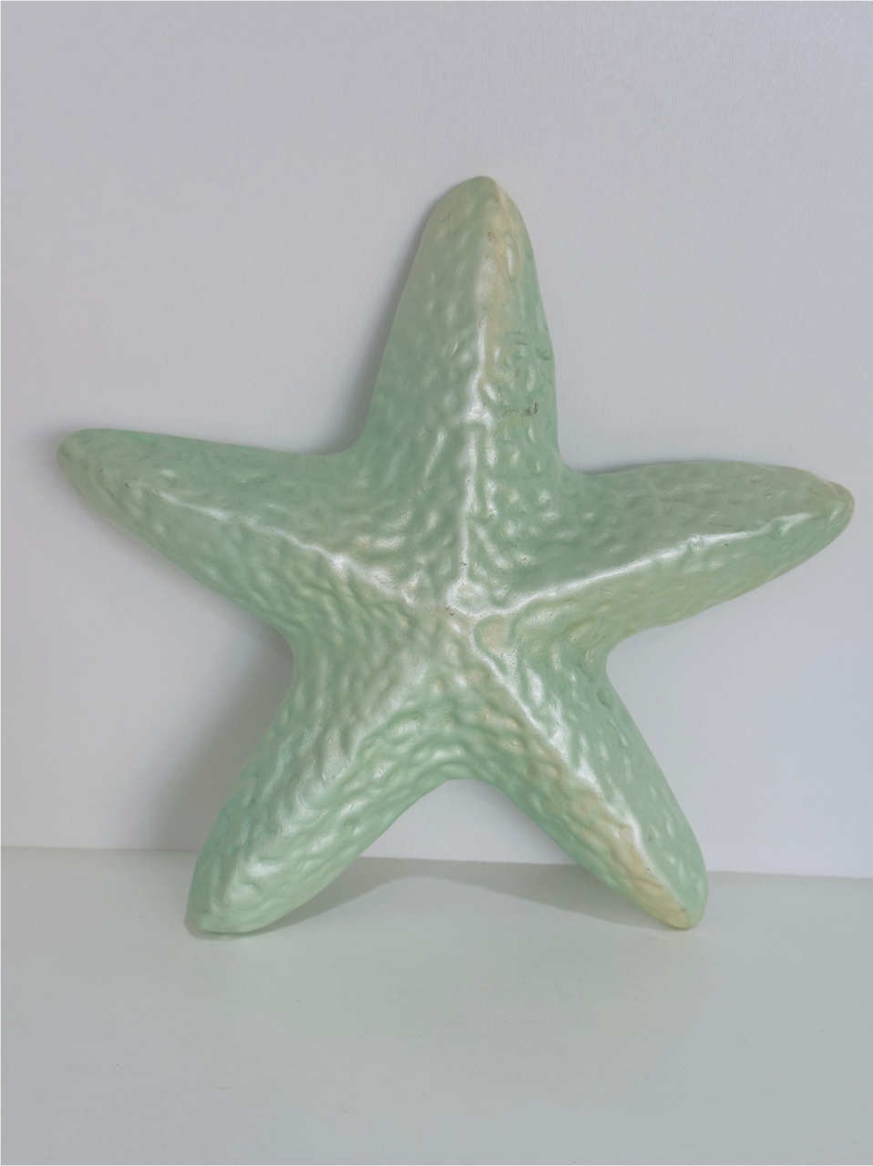 Enfeite de Mesa de Ceramica Detalhe Estrela Do Mar Verde Fantasma 19 Cm Larg X 3 Cm Alt - PRIME DECOR RJ
