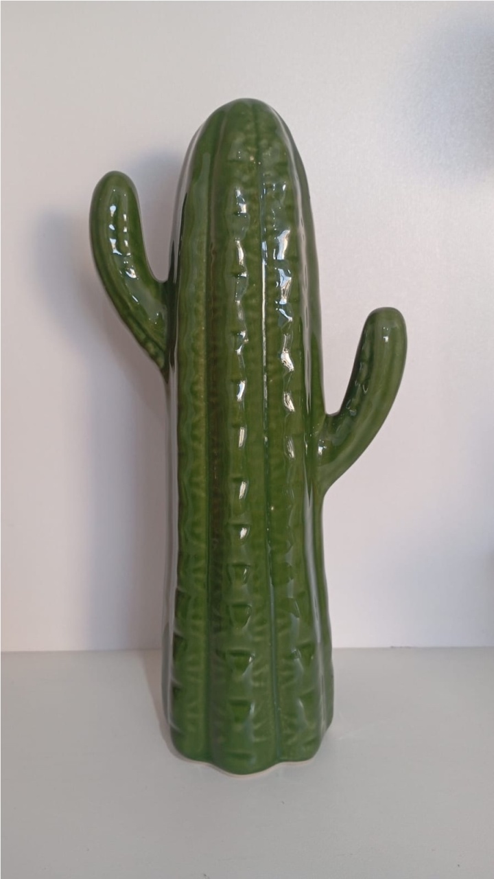 810- Cacto Verde Floresta Enfeite de Ceramica 23,5 Cm Alt - G - PRIME DECOR RJ