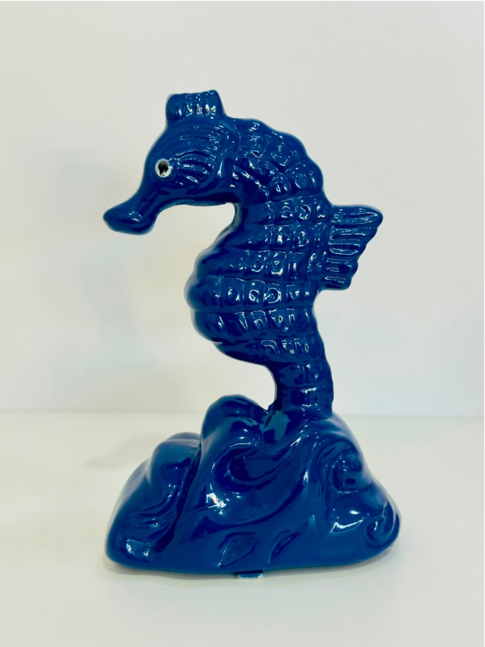 756- Cavalo Marinho Azul Indigo Enfeite de Ceramica 10 Cm Larg X 16 Cm Alt - P - PRIME DECOR RJ