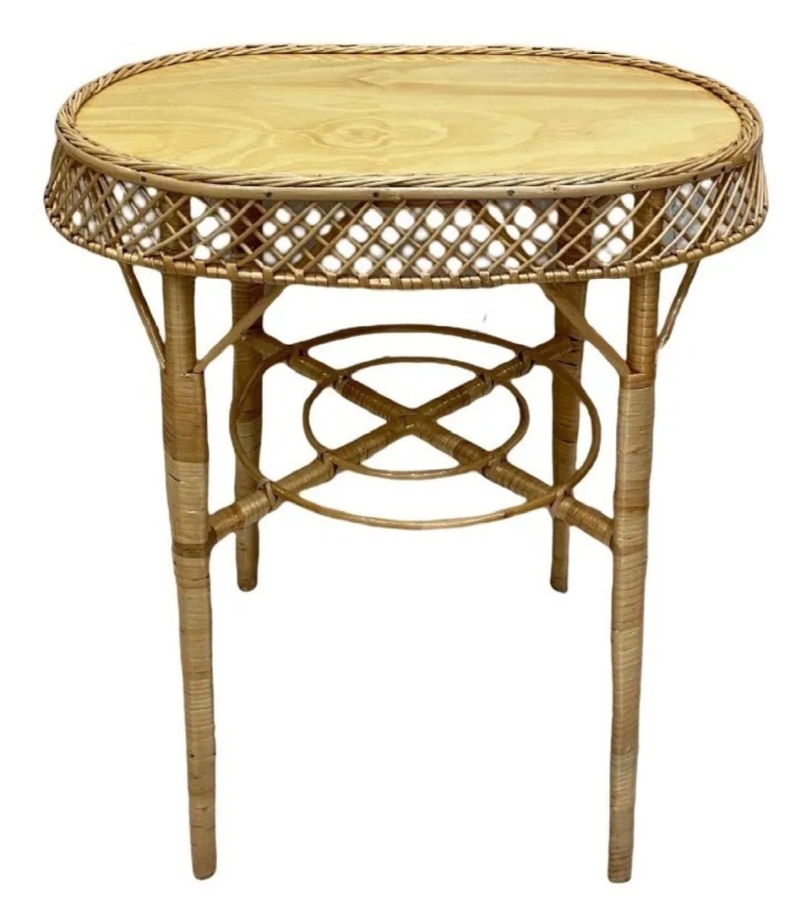 949- Mesa de Vime Oval 65 Cm Comp X 46 Cm Larg X 82 Cm Alt - G - PRIME DECOR RJ