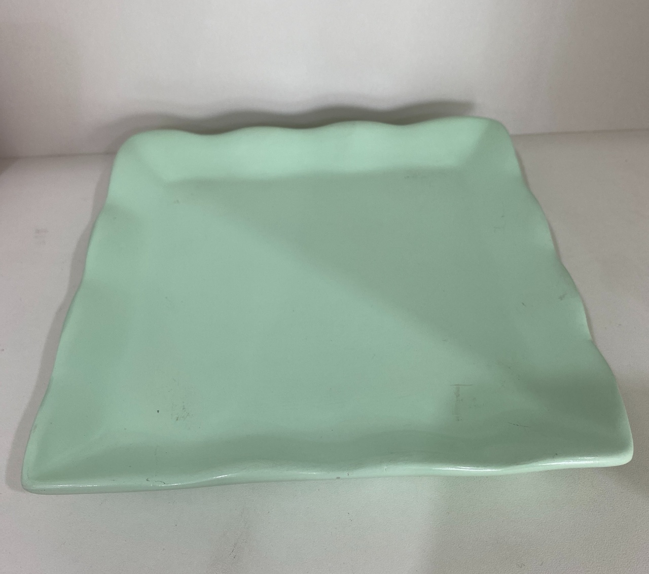 273- Bandeja de Ceramica Quadrada  S/ Apoio Verde Piscina 19,5 Cm Larg X 3 Cm Alt - M - PRIME DECOR RJ