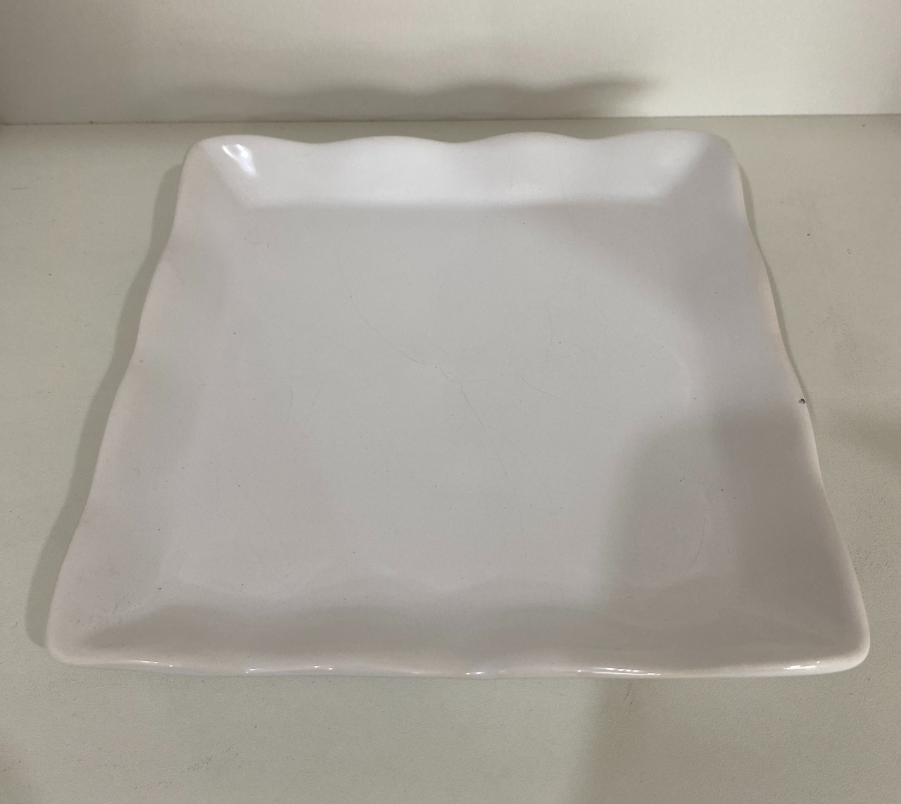 277- Bandeja de Ceramica Quadrada  S/ Apoio Branco 19,5 Larg X 3 Alt Cm - M  - PRIME DECOR RJ