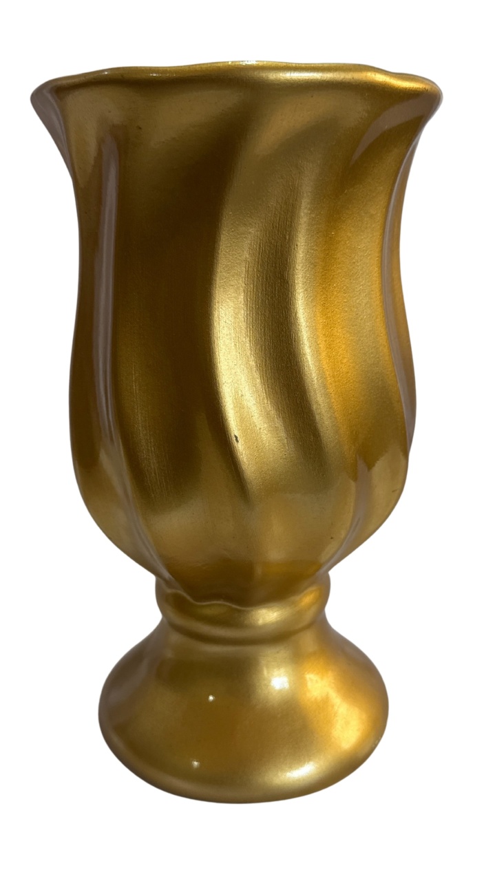 19- Vaso Ceramica Dourado Torcido de 20 Cm X 11 Cm - M - PRIME DECOR RJ