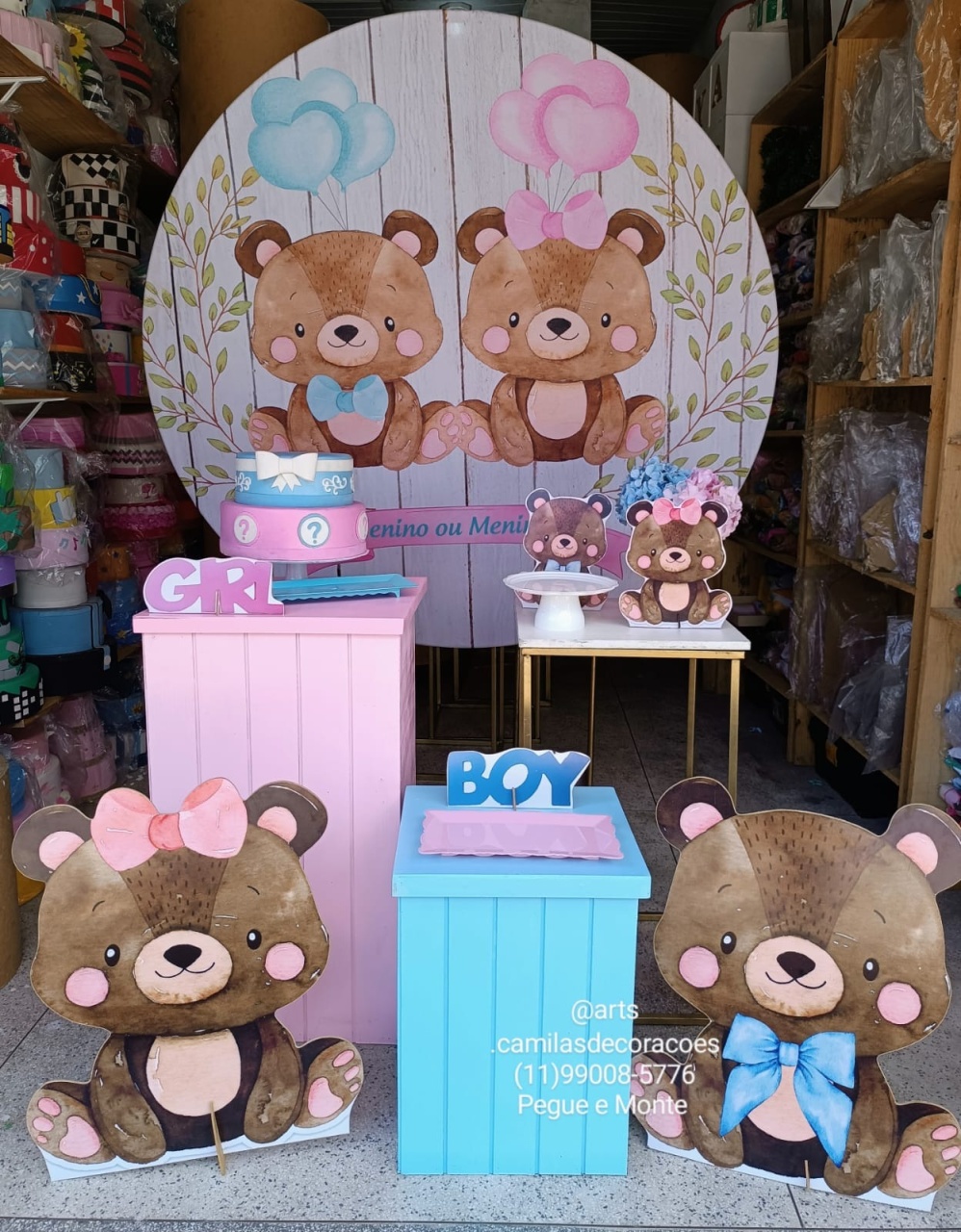 Revelação Ursinhos Mesas - Art's Camila's Decorações 