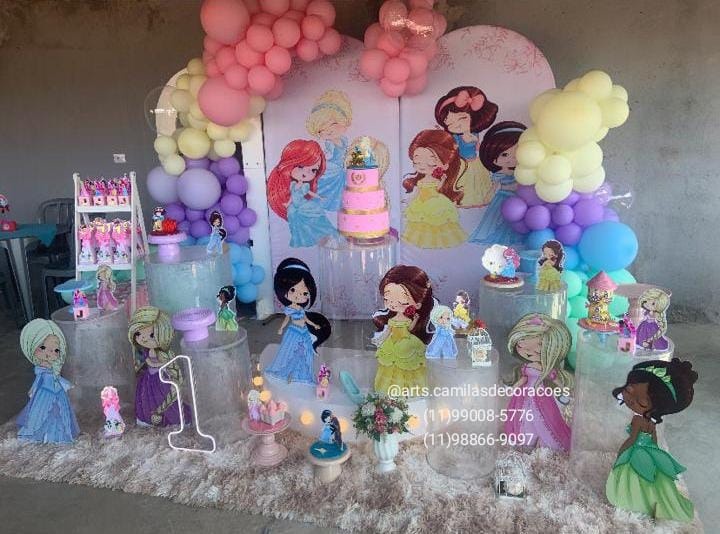 Princesas Cilindros Acrílico - Art's Camila's Decorações 