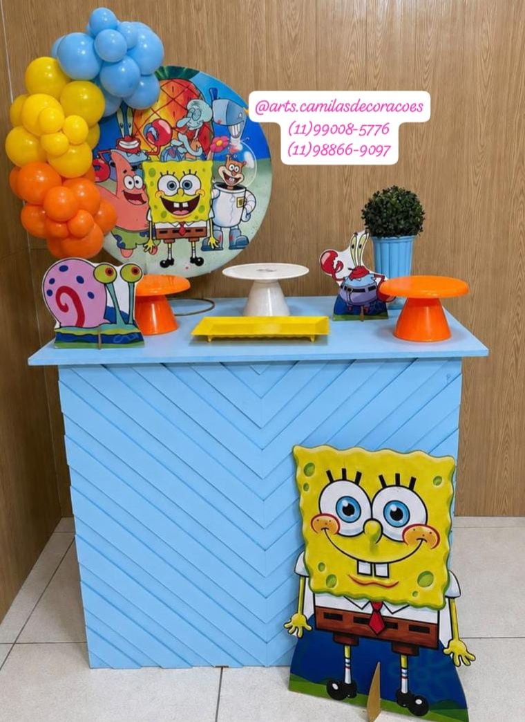 Mini Festa Na Mesa Bob Esponja - Art's Camila's Decorações 