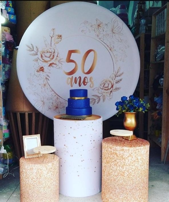 50 Anos Branco Com Dourado  - Art's Camila's Decorações 
