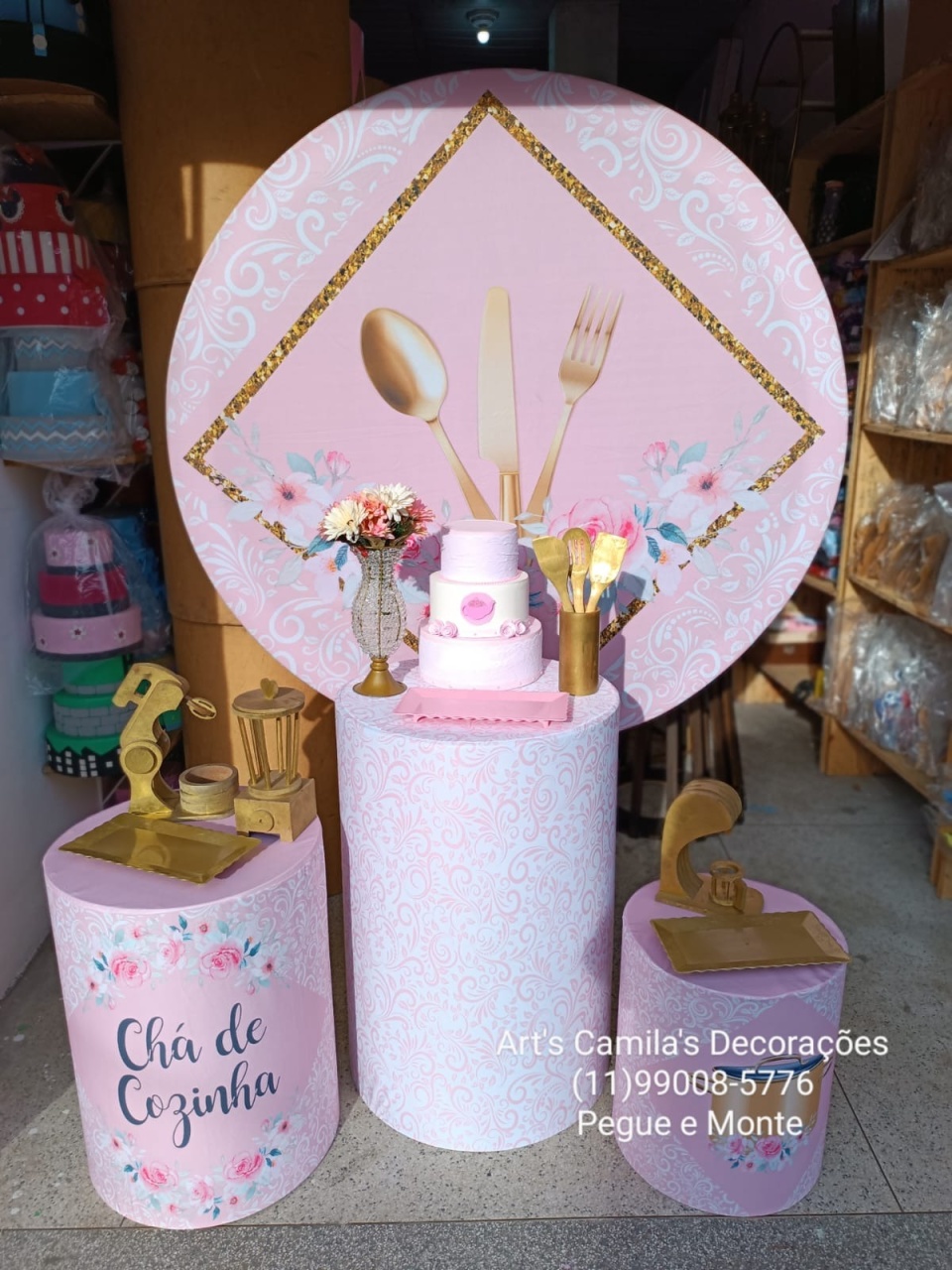 Chá de Cozinha Rosa  - Art's Camila's Decorações 