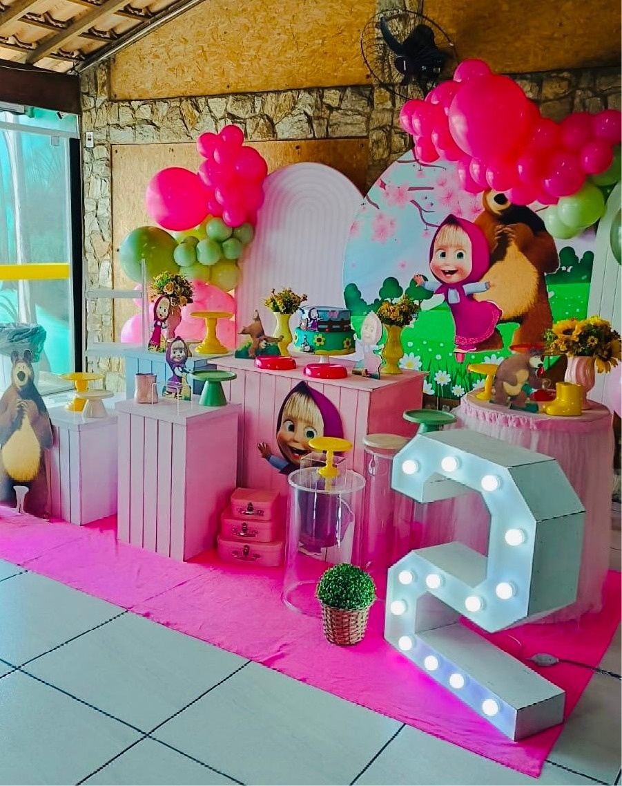 Masha E O Urso Rosa - Art's Camila's Decorações 