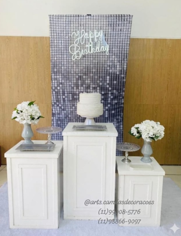 Happy Prata E Branco Painel Quadrado - Art's Camila's Decorações 