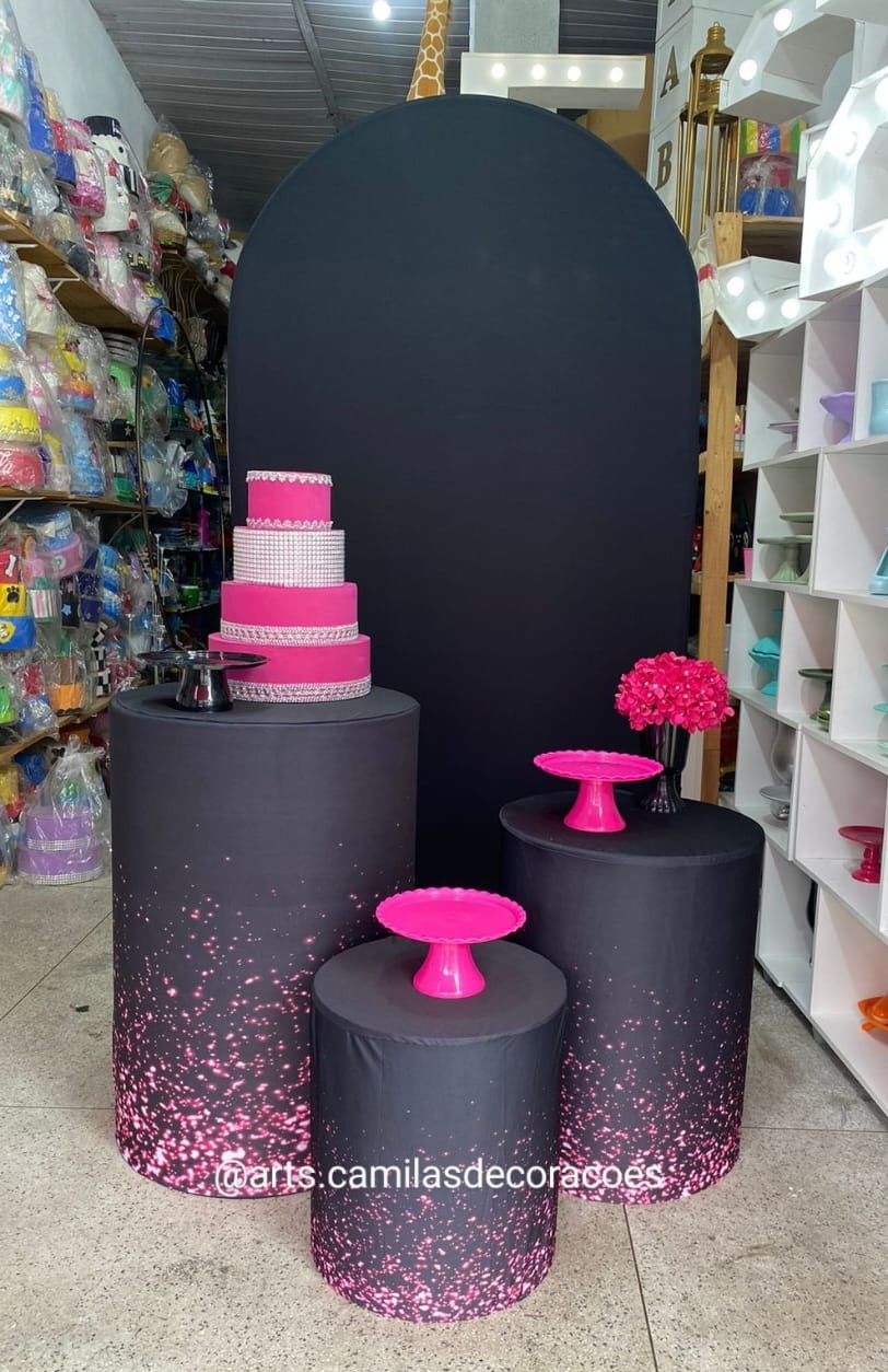 Preto E Brilho Pink  - Art's Camila's Decorações 