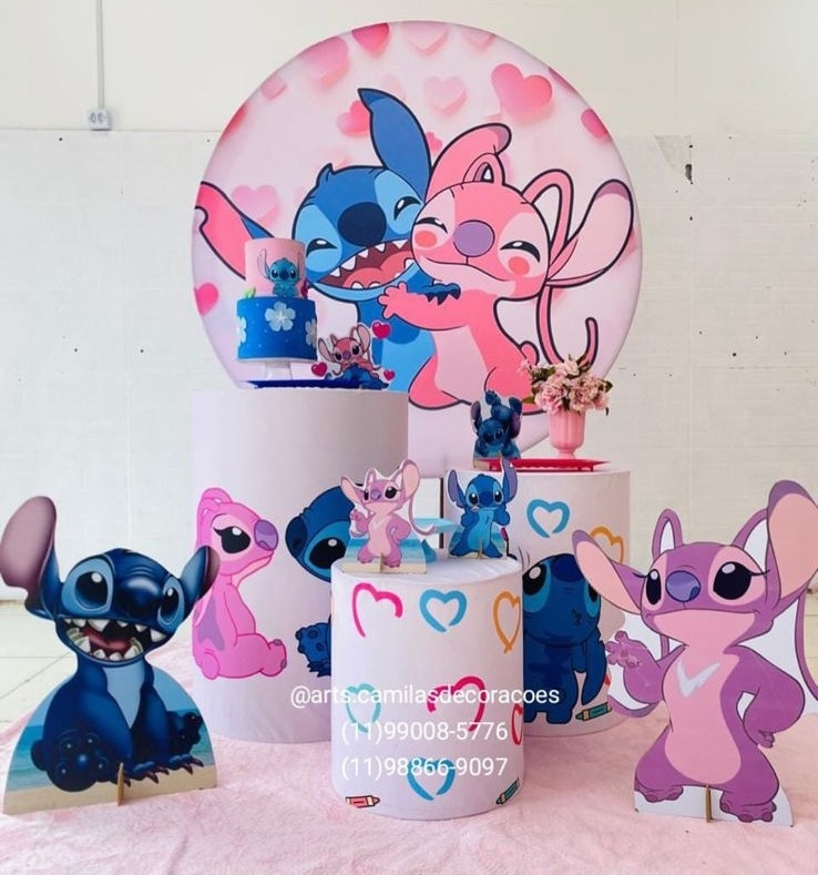 Stitch E Angel  - Art's Camila's Decorações 