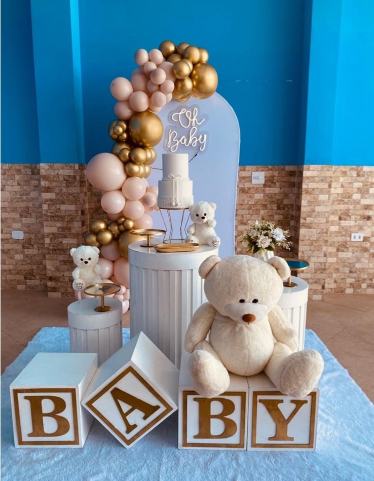 Chá de Bebe Branco E Dourado - Art's Camila's Decorações 