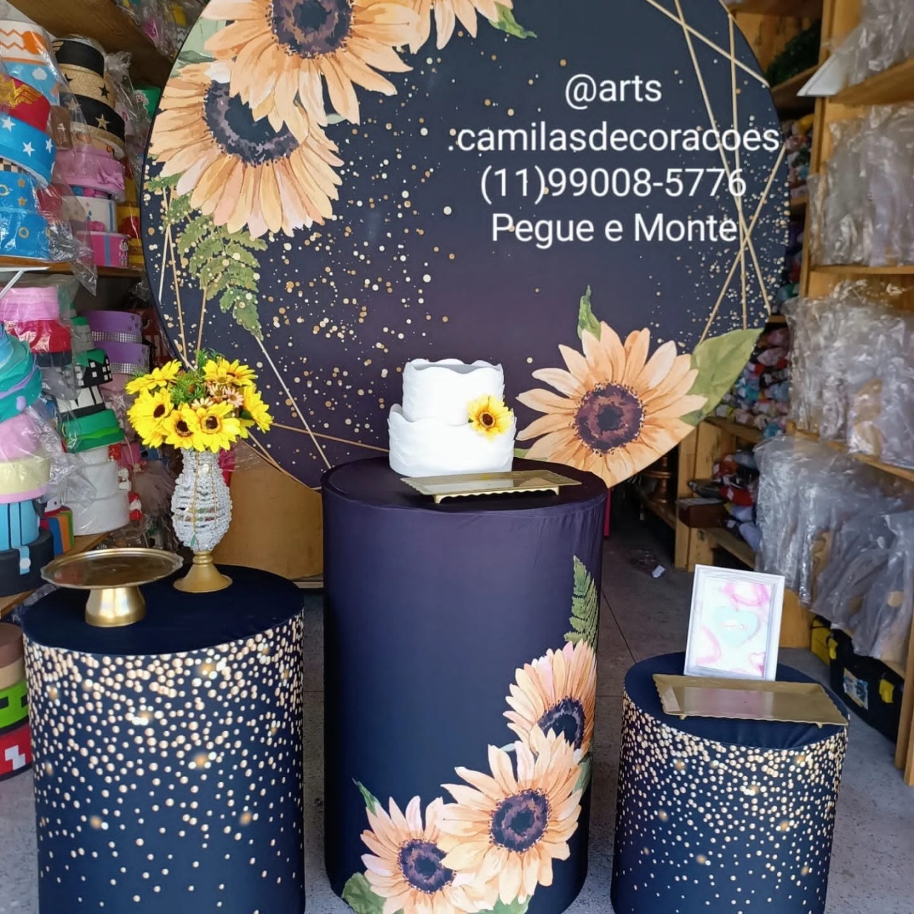 Girassol Preto Com Dourado  - Art's Camila's Decorações 