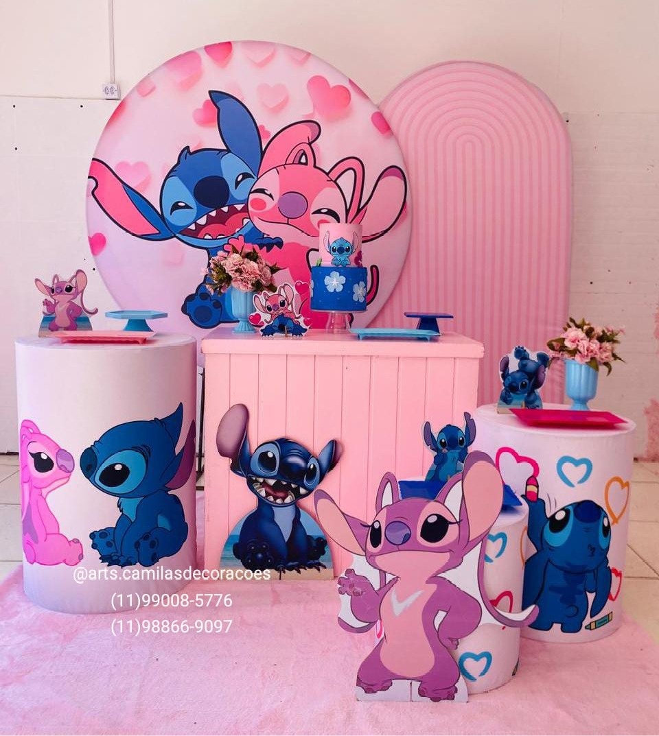 Stitch E Angel (3) - Art's Camila's Decorações 