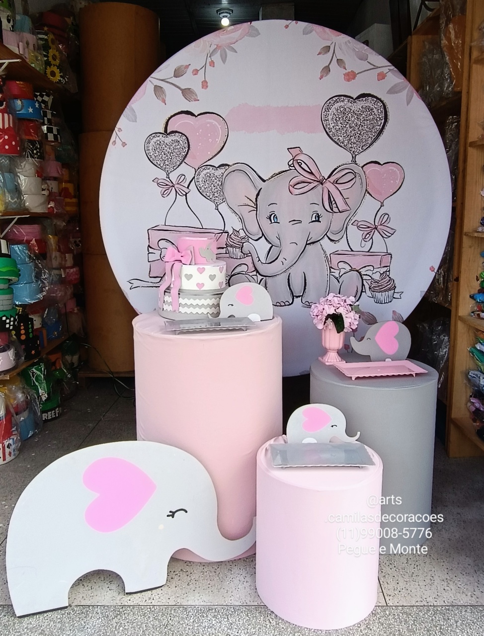 Elefantinha Rosa  - Art's Camila's Decorações 
