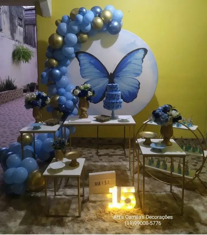 Borboleta Azul - Art's Camila's Decorações 