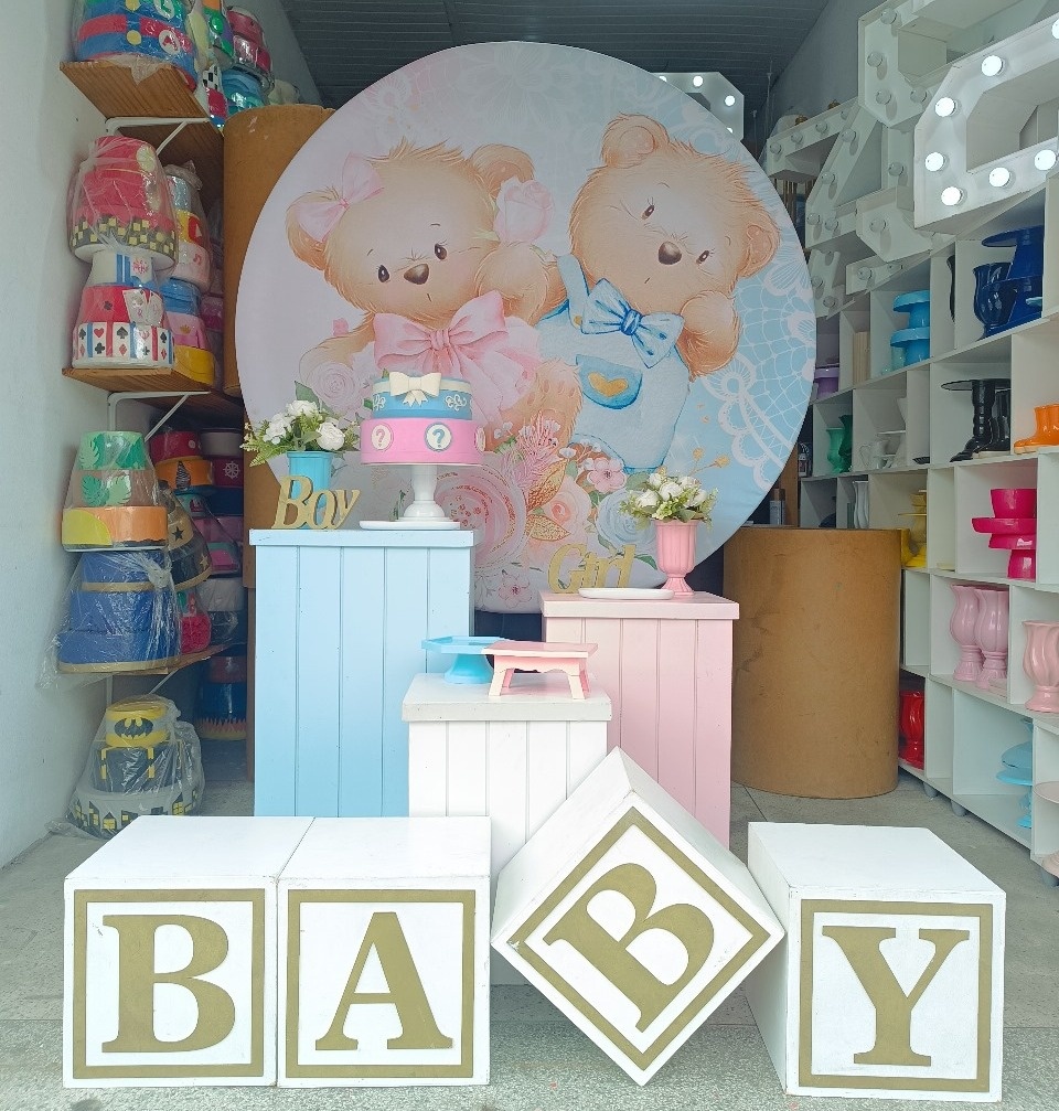 Ursinho Rosa E Azul Cubos Baby  - Art's Camila's Decorações 