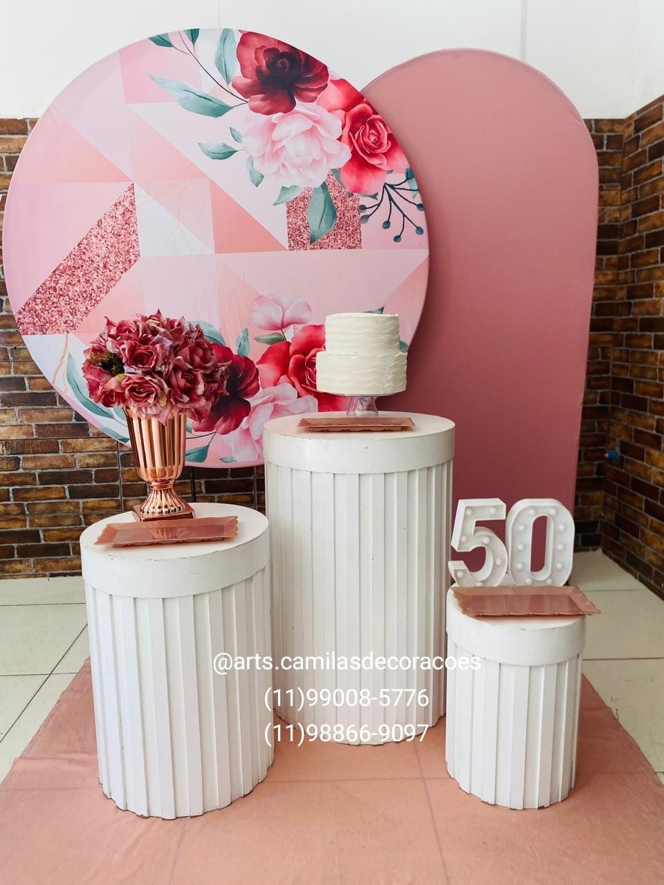 Floral Geométrico Cilindros Ripados  - Art's Camila's Decorações 