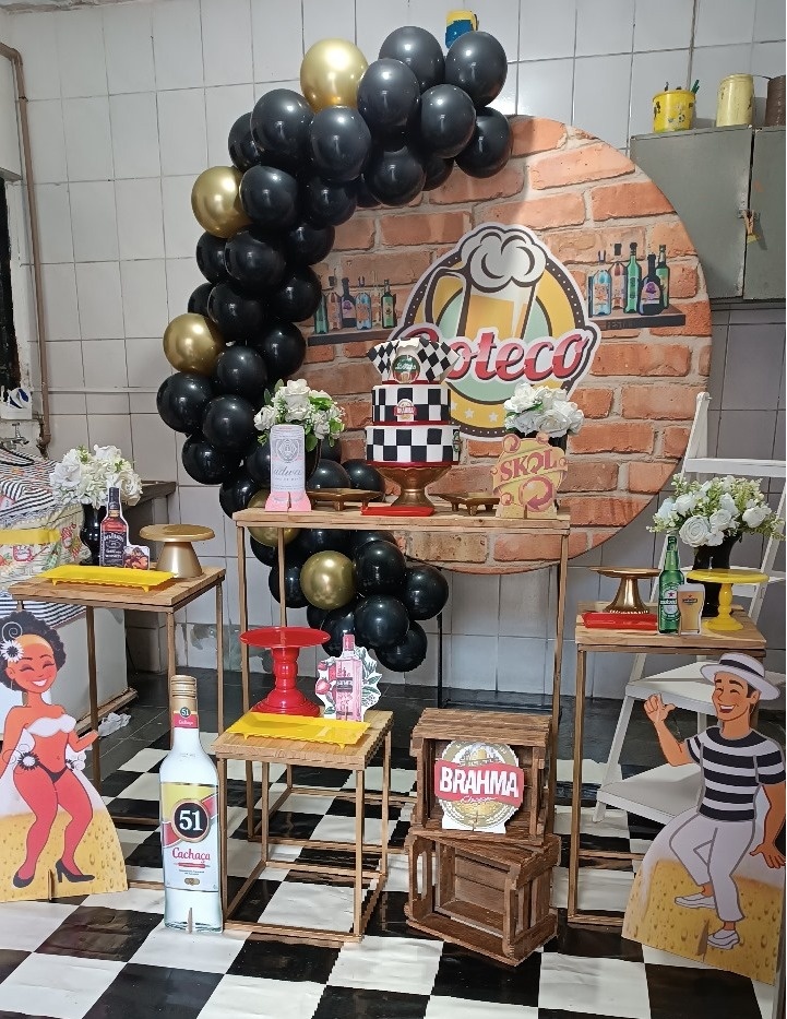 Boteco Mesas de Ferro Dourada - Art's Camila's Decorações 