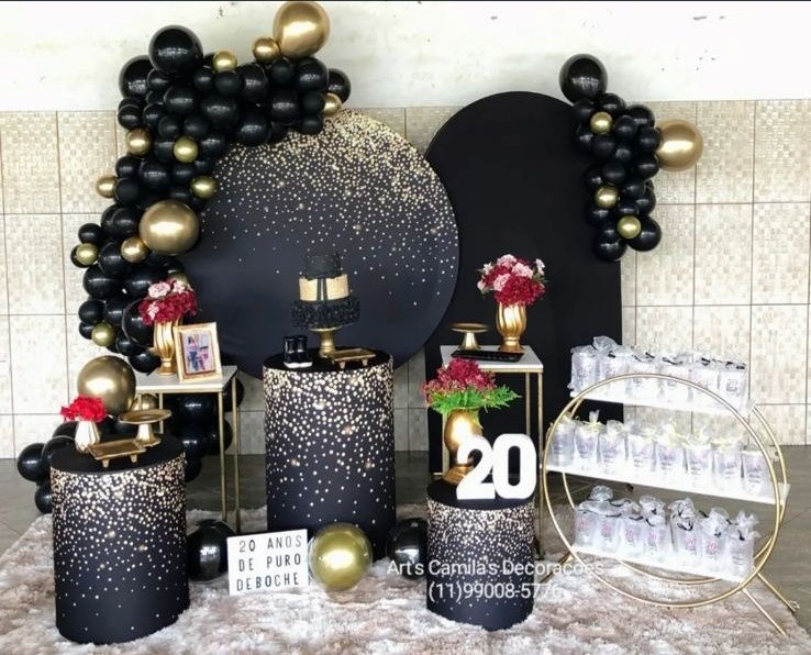 Brilho Preto E Dourado Romano - Art's Camila's Decorações 