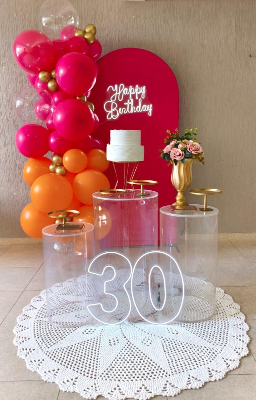 Rosa Pink E Laranja - Art's Camila's Decorações 