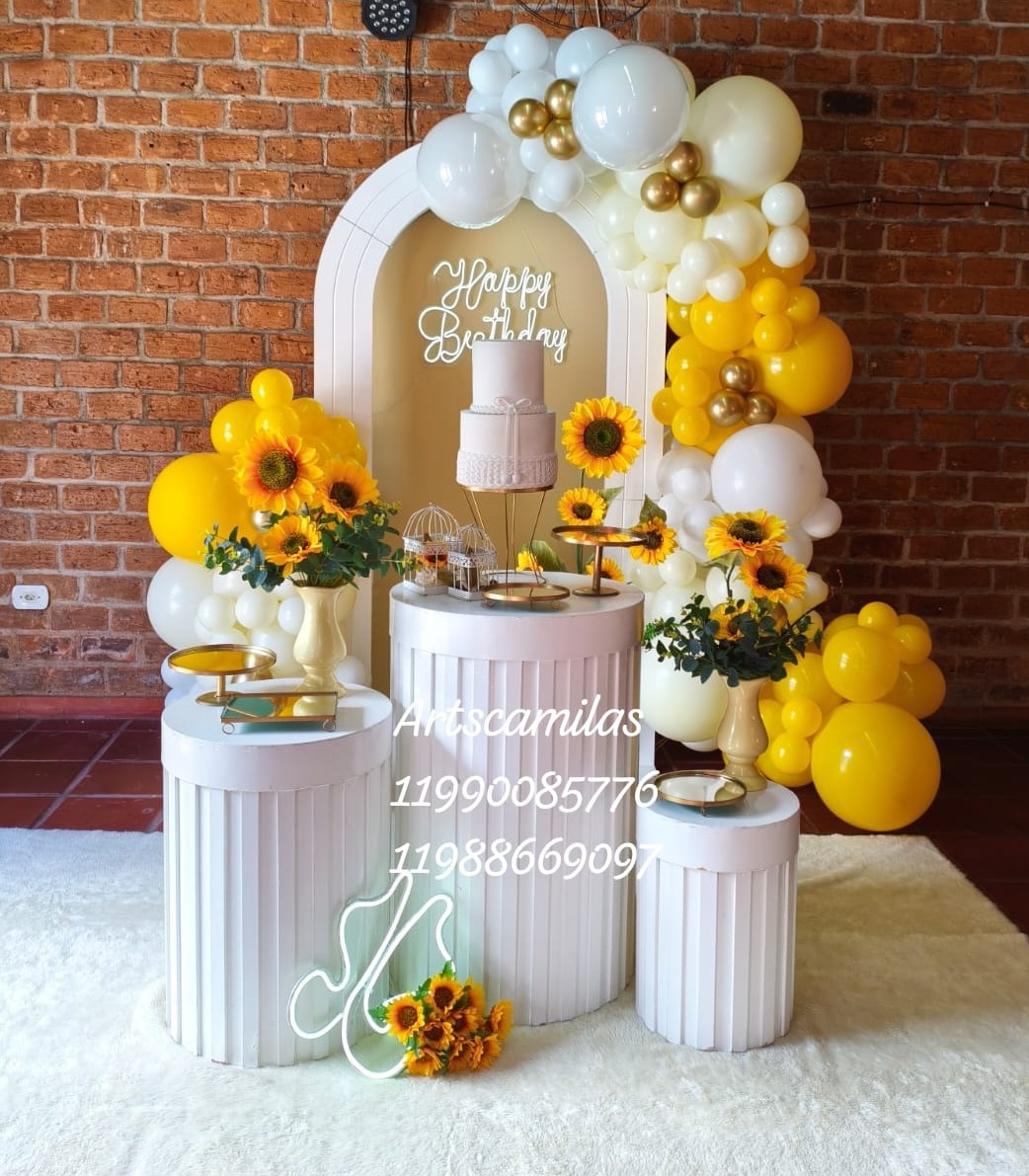 Girassol Happy Birthday - Art's Camila's Decorações 