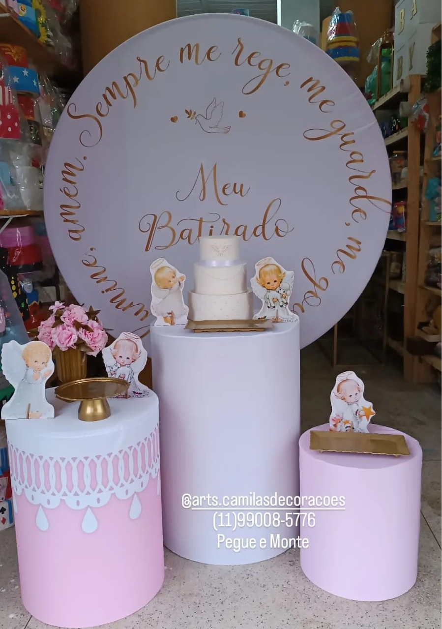 Batizado Menina Rosa - Art's Camila's Decorações 