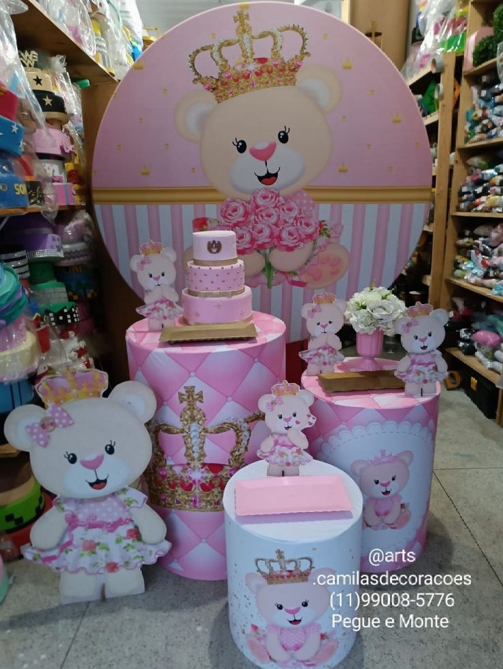 Ursinha Princesa Rosa  - Art's Camila's Decorações 
