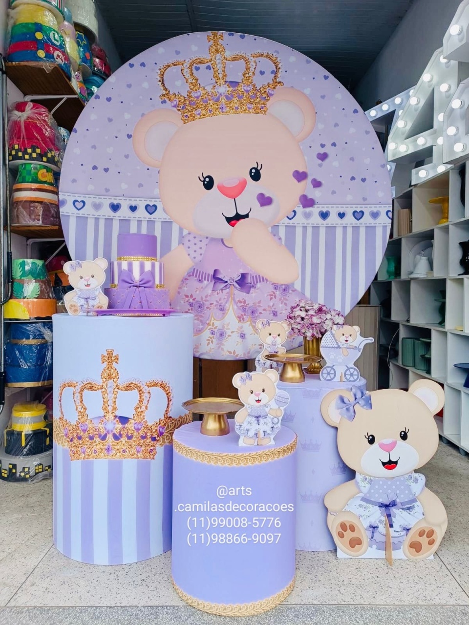 Ursinha Princesa Lilás  - Art's Camila's Decorações 