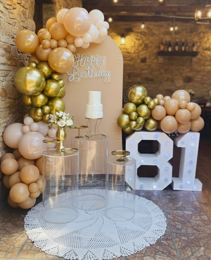 Happy Birthday Bege - Art's Camila's Decorações 