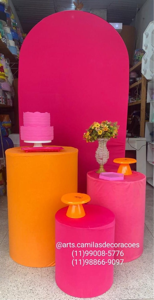 Rosa Pink E Laranja Romano  - Art's Camila's Decorações 