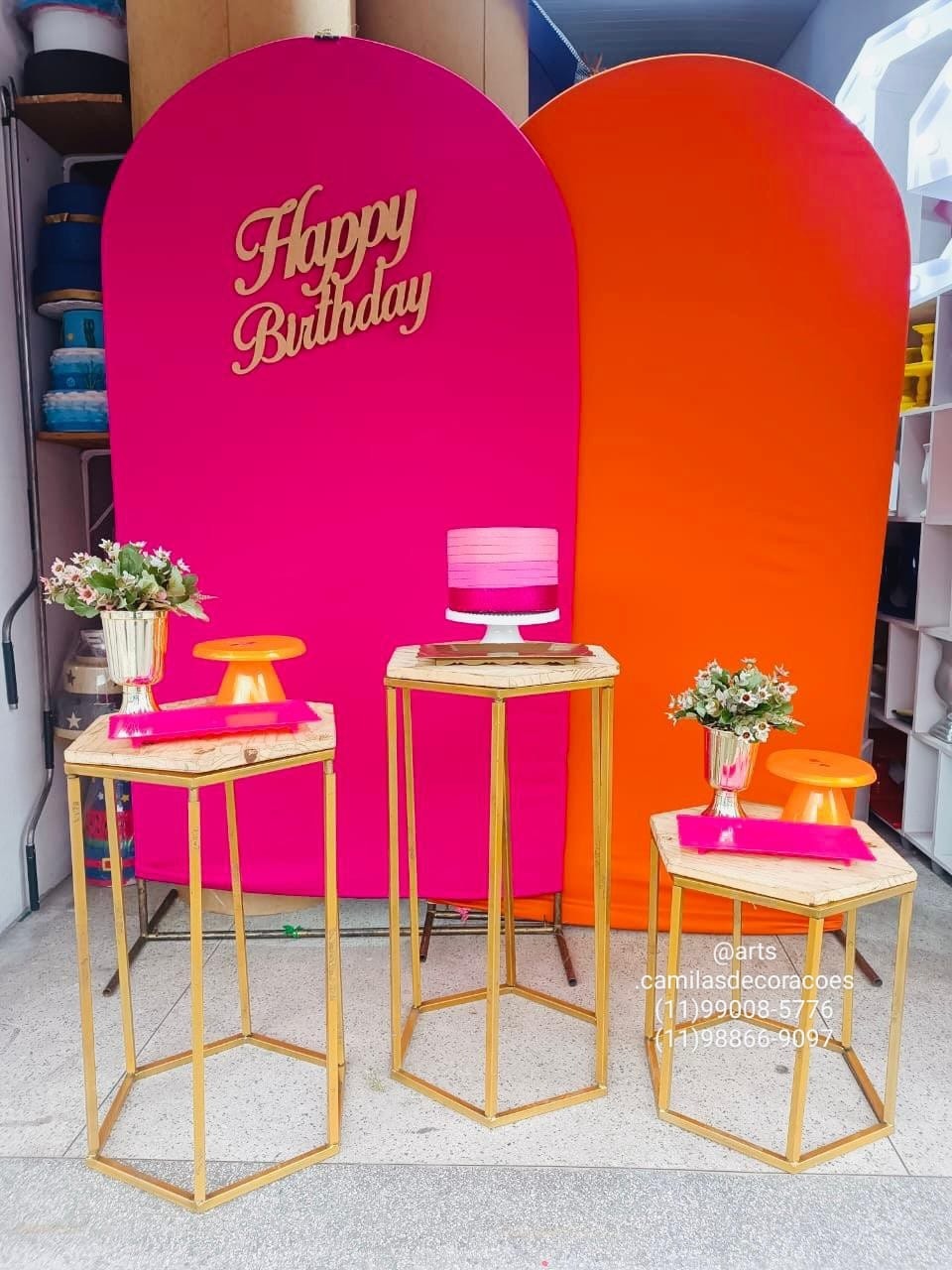 Pink E Laranja  - Art's Camila's Decorações 