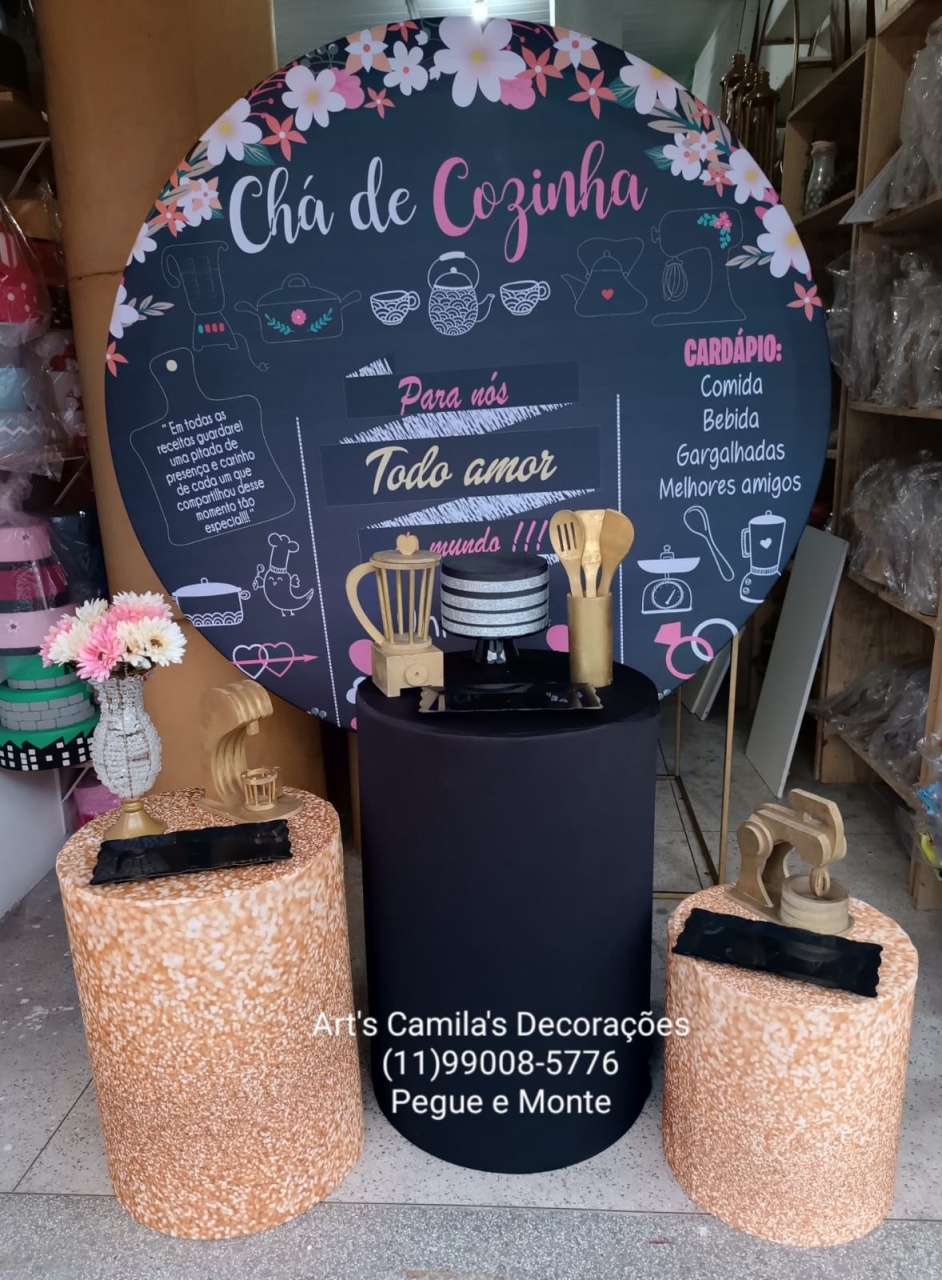 Chá de Cozinha Preto - Art's Camila's Decorações 