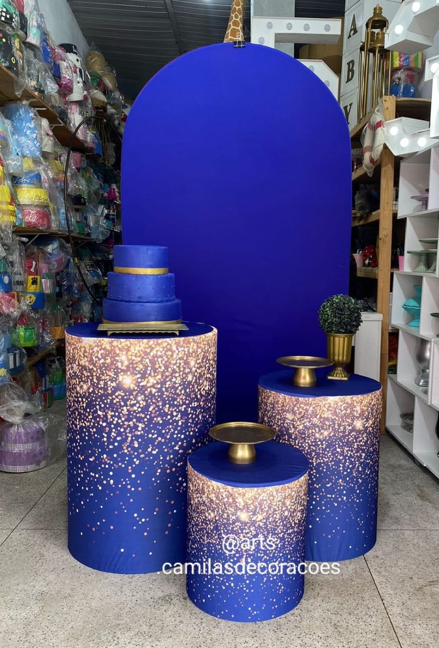 Brilho Azul E Dourado  - Art's Camila's Decorações 