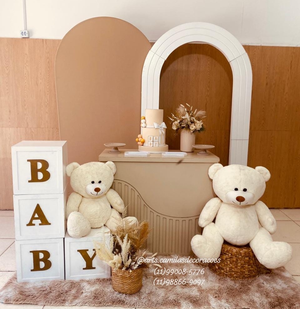 Chá de Bebê Bege Portal  - Art's Camila's Decorações 