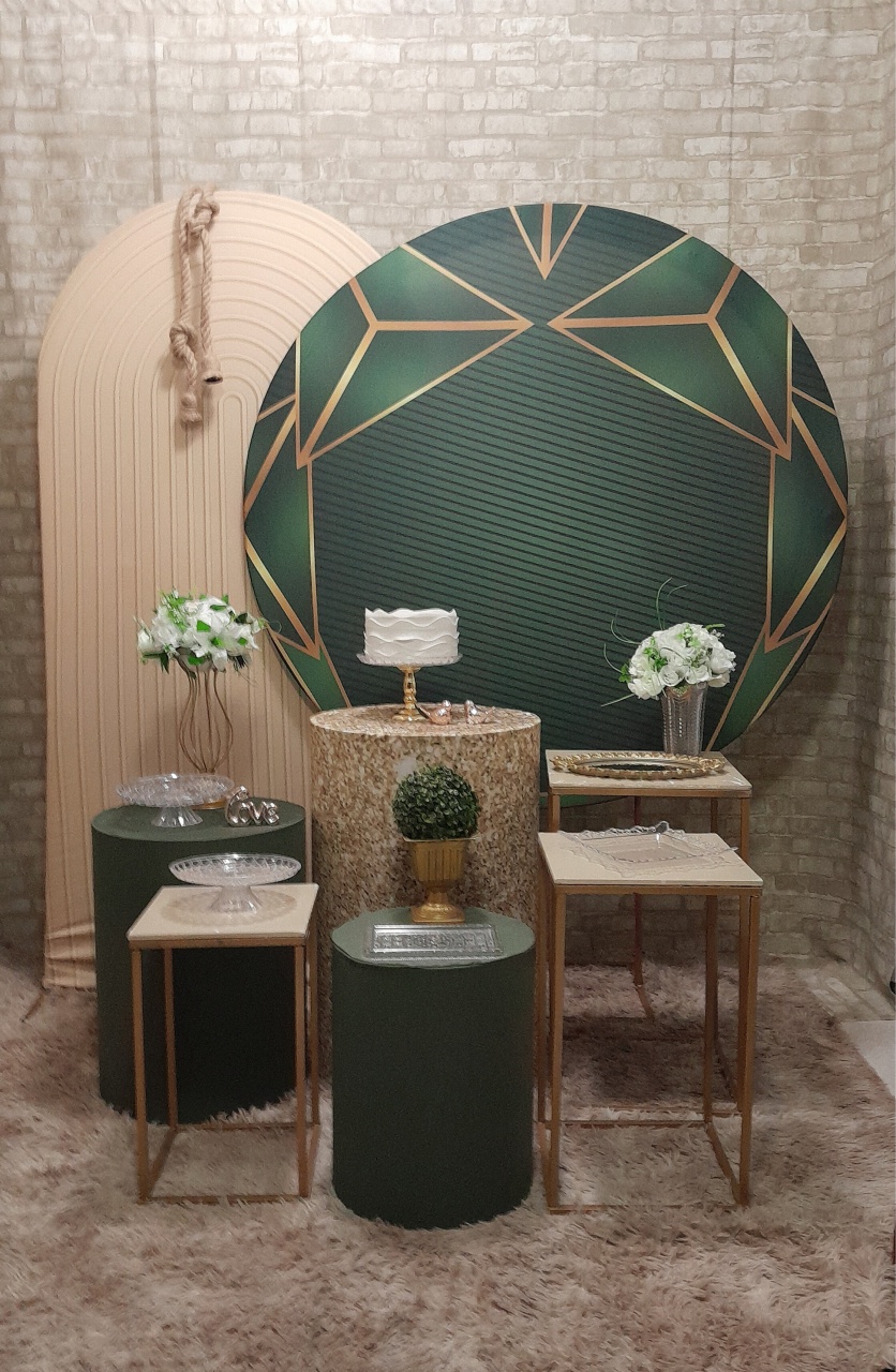 Geométrico Verde/Dourado Kit Diamante  - Up Festas 
