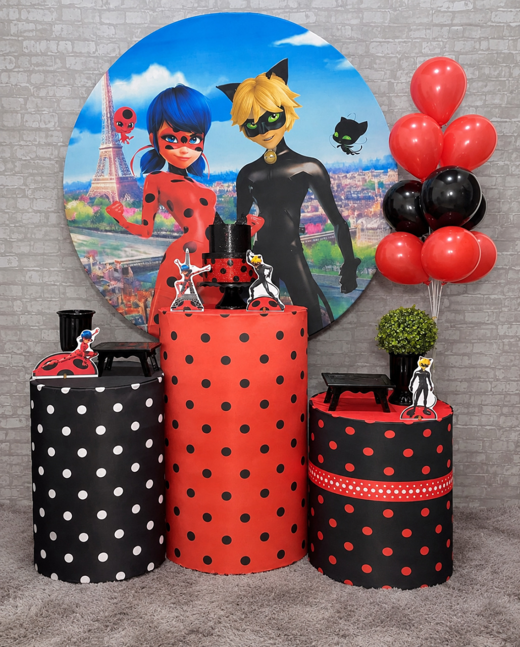 Kit Slim Lady Bug E Cat Noar - Up Festas 